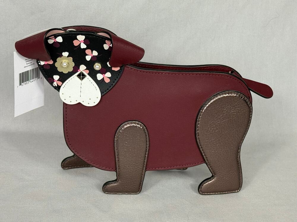 NEW KATE SPADE DOG CROSSBODY BAG FLORAL PUP CHERRYWOOD(610)